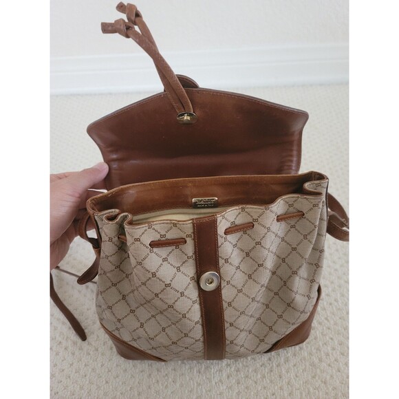 Vintage Bally Logo Canvas Print & Brown Leather handbag shoulder bag ITALY - Picture 12 of 15